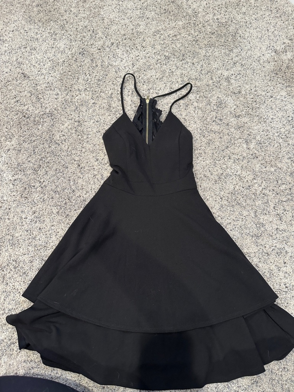 B Darlin Black Strapless-Look Fit & Flare Dress with Lace Back